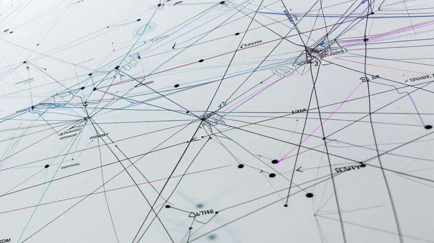 Interconnected Systems Map Visual map of interconnected nodes and pathways representing complex system structures and organizational relationships.